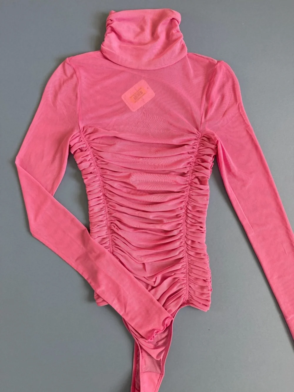 NWT Free People Under It All Fiji Flower Pink Mesh‎ Ruched Boho Bodysuit